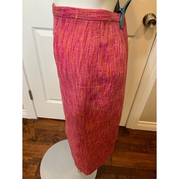 Dolce & Gabbana Pink Orange Wool Tweed Pencil Skirt, Size 10 | 44 - Picture 4 of 7